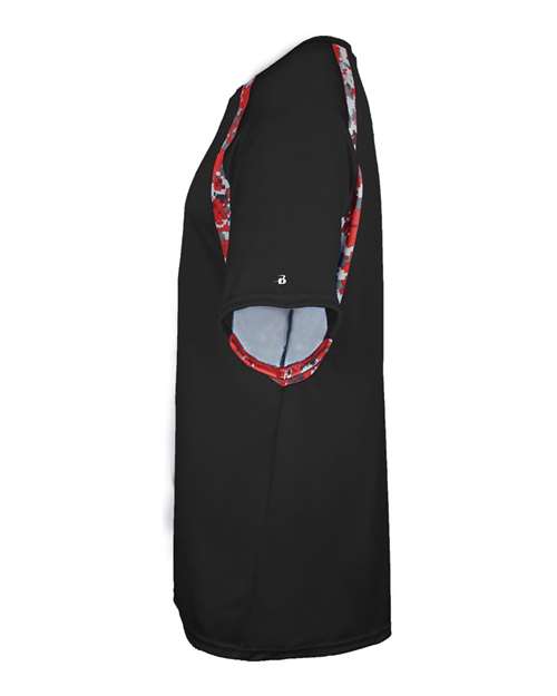 Badger 4140 Men's Hook Digital T-Shirt - Black/ Red - side