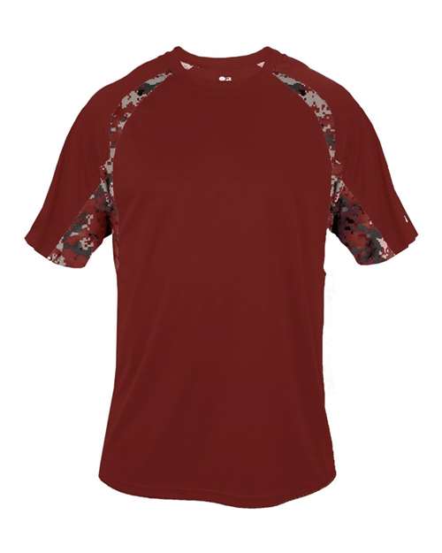 Badger 4140 Men's Hook Digital T-Shirt - Cardinal/ Cardinal Digital - front