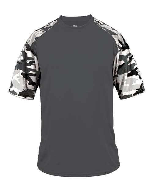 Badger 4141 Men's Camo Sport T-Shirt - Graphite/ White Camo - front