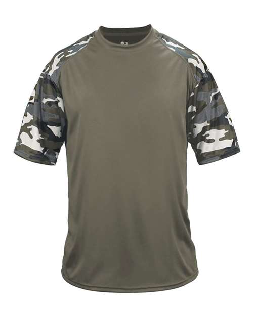 Badger 4141 Men's Camo Sport T-Shirt - OD Green/ OD Green Camo - front