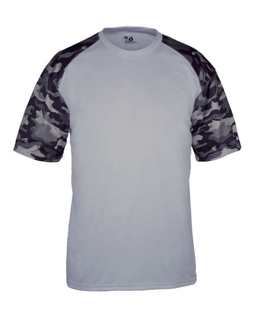 Badger 4141 Men's Camo Sport T-Shirt - Silver/ Black Camo - front