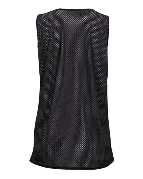 Badger 8978 Women's Pro Mesh Reversible Tank Top - Black/ White - back