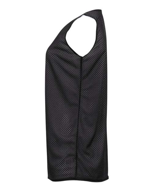 Badger 8978 Women's Pro Mesh Reversible Tank Top - Black/ White - side