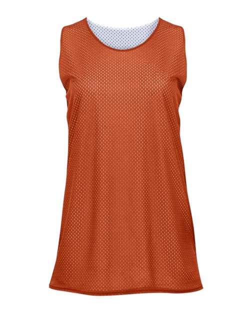 Badger 8978 Women's Pro Mesh Reversible Tank Top - Burnt Orange White - front