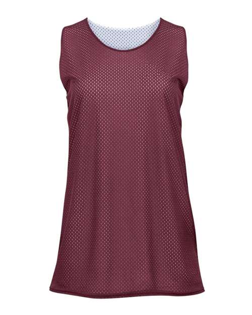 Badger 8978 Women's Pro Mesh Reversible Tank Top - Cardinal/ White - front
