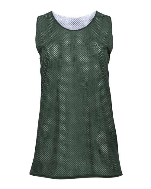 Badger 8978 Women's Pro Mesh Reversible Tank Top - Forest/ White - front