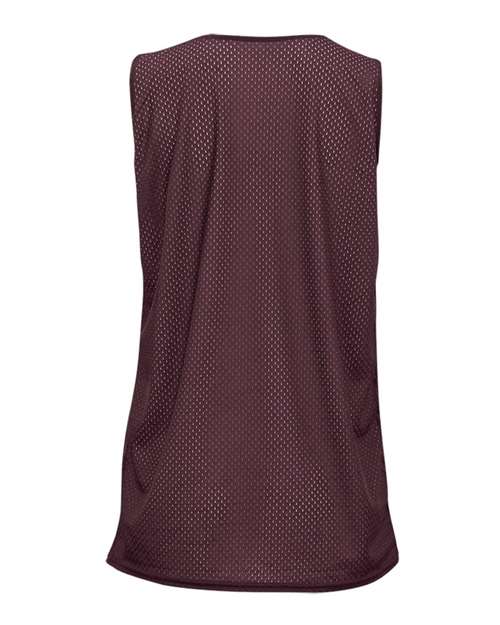 Badger 8978 Women's Pro Mesh Reversible Tank Top - Maroon/ White - back
