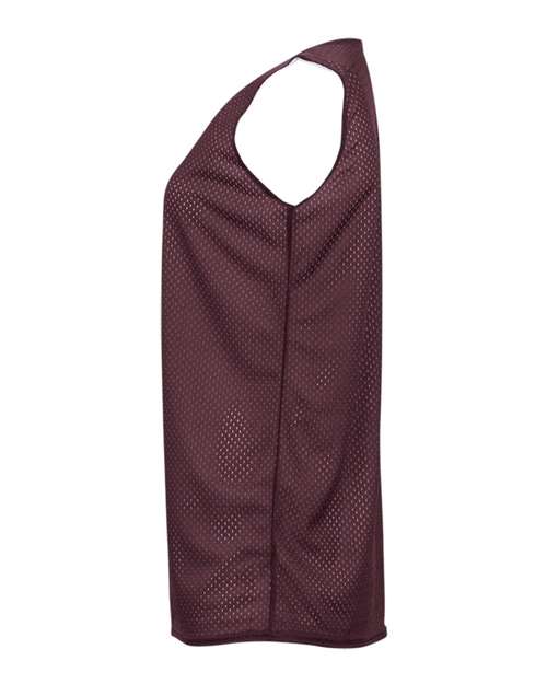 Badger 8978 Women's Pro Mesh Reversible Tank Top - Maroon/ White - side
