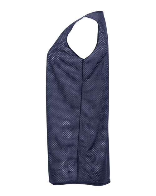 Badger 8978 Women's Pro Mesh Reversible Tank Top - Navy/ White - side