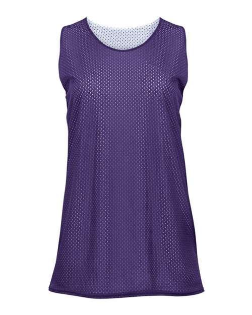 Badger 8978 Women's Pro Mesh Reversible Tank Top - Purple/ White - front