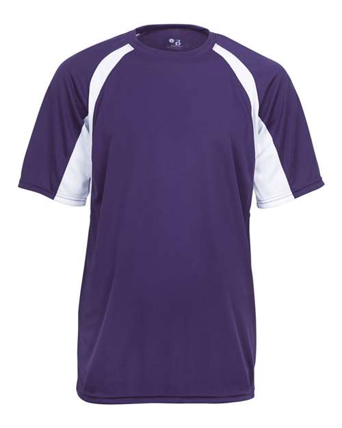 Badger 4144 Men's B-Core Hook T-Shirt - Purple/ White - front