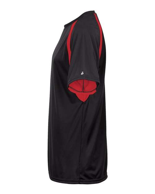 Badger 4144 Men's B-Core Hook T-Shirt - Black/ Red - side