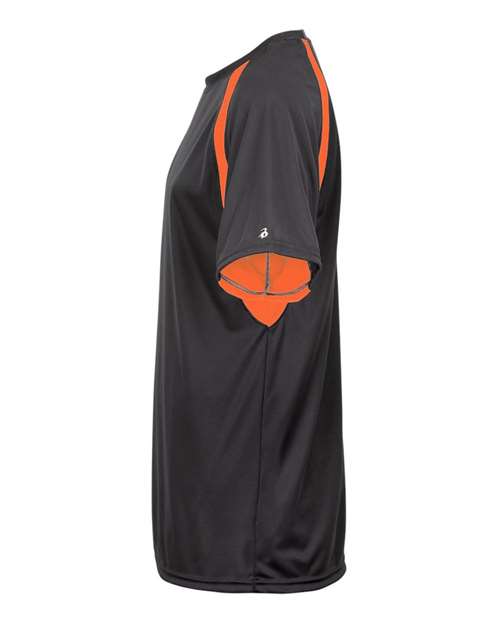 Badger 4144 Men's B-Core Hook T-Shirt - Graphite/ Safety Orange - side