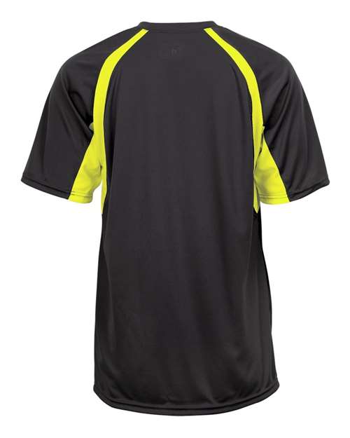 Badger 4144 Men's B-Core Hook T-Shirt - Graphite/ Safety Yellow - back