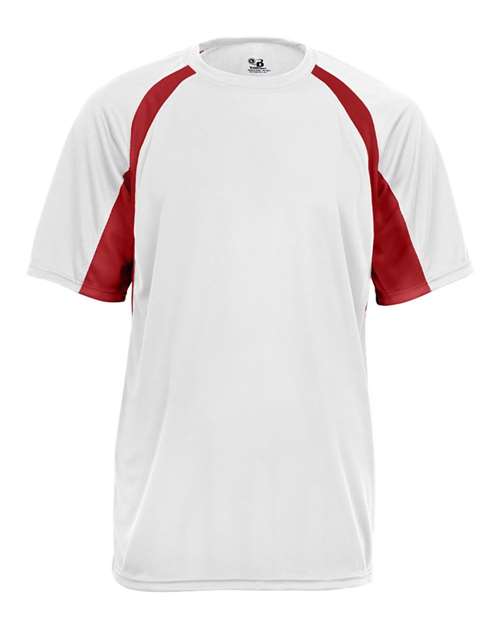 Badger 4144 Men's B-Core Hook T-Shirt - White/ Red - front