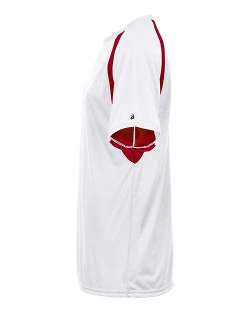 Badger 4144 Men's B-Core Hook T-Shirt - White/ Red - side