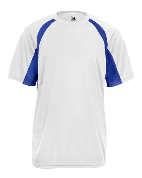 Badger 4144 Men's B-Core Hook T-Shirt - White/ Royal - front