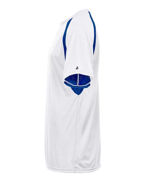 Badger 4144 Men's B-Core Hook T-Shirt - White/ Royal - side