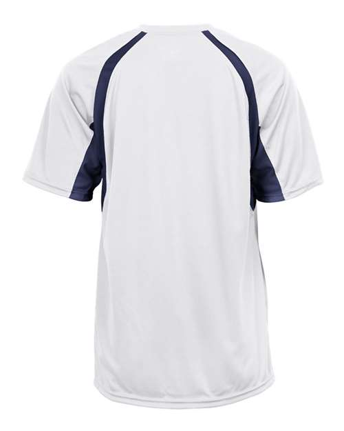 Badger 4144 Men's B-Core Hook T-Shirt - White/ Navy - back