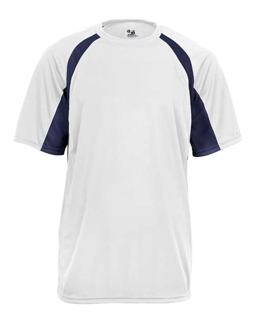 Badger 4144 Men's B-Core Hook T-Shirt - White/ Navy - front