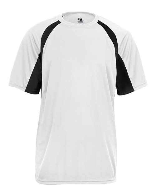 Badger 4144 Men's B-Core Hook T-Shirt - White/ Black - front