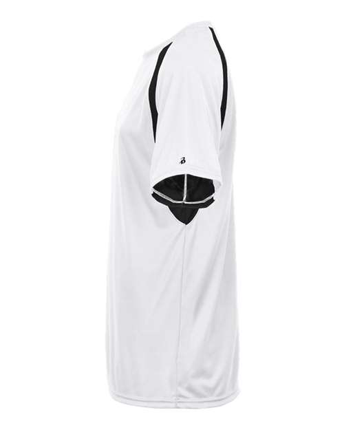 Badger 4144 Men's B-Core Hook T-Shirt - White/ Black - side