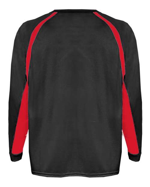 Badger 4154 Men's B-Core Hook Long Sleeve T-Shirt - Black/ Red - back