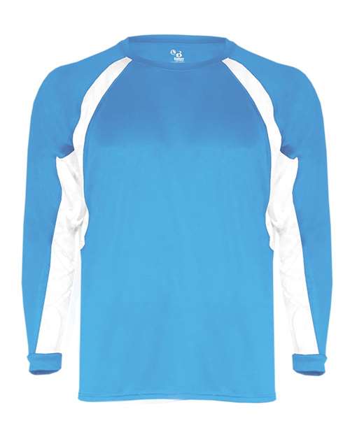 Badger 4154 Men's B-Core Hook Long Sleeve T-Shirt - Columbia Blue/ White - front