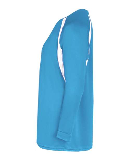 Badger 4154 Men's B-Core Hook Long Sleeve T-Shirt - Columbia Blue/ White - side