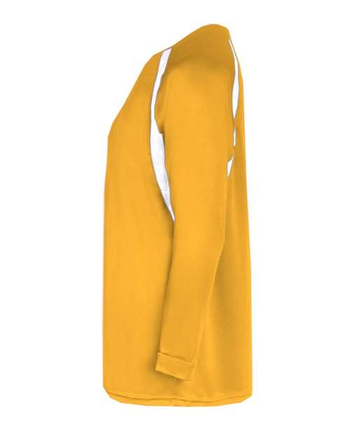 Badger 4154 Men's B-Core Hook Long Sleeve T-Shirt - Gold/ White - side