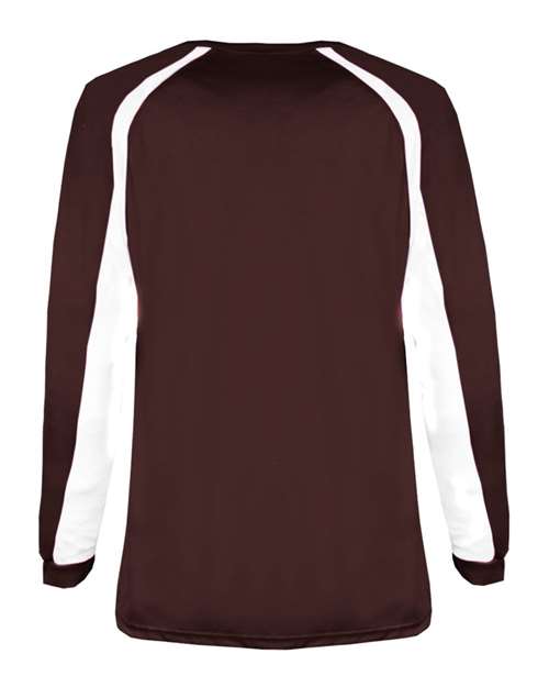 Badger 4154 Men's B-Core Hook Long Sleeve T-Shirt - Maroon/ White - back