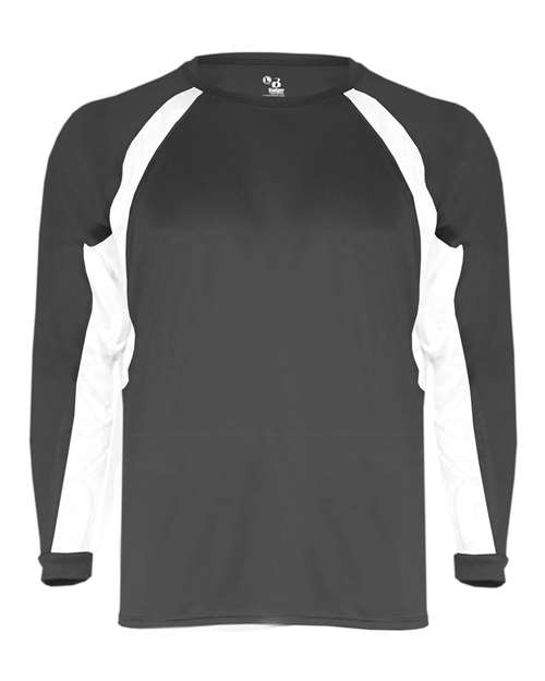 Badger 4154 Men's B-Core Hook Long Sleeve T-Shirt - Graphite/ White - front