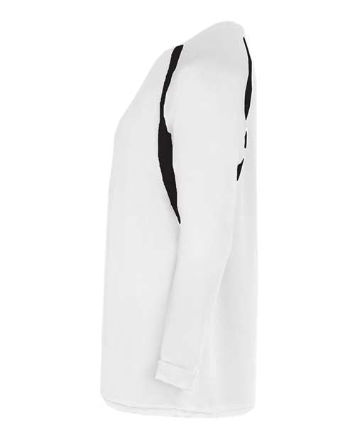 Badger 4154 Men's B-Core Hook Long Sleeve T-Shirt - White/ Black - side