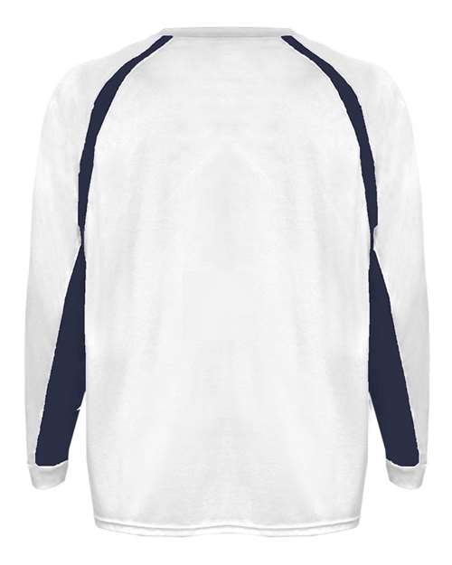 Badger 4154 Men's B-Core Hook Long Sleeve T-Shirt - White/ Navy - back