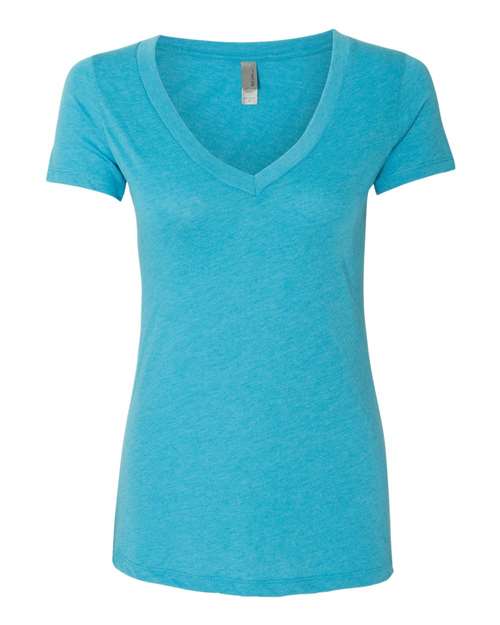 Next Level 6740 Women’s Triblend Deep V-Neck Tee - Vintage Turquoise - front