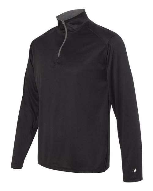 Badger 4102 Men's B-Core Quarter-Zip Pullover - Black/ Graphite - side