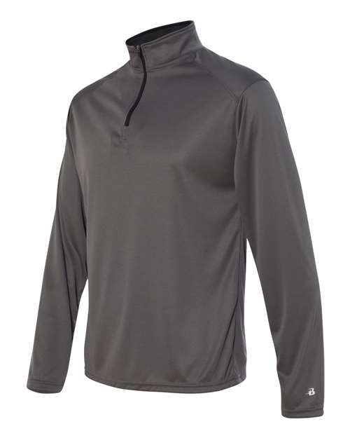 Badger 4102 Men's B-Core Quarter-Zip Pullover - Graphite/ Black - side