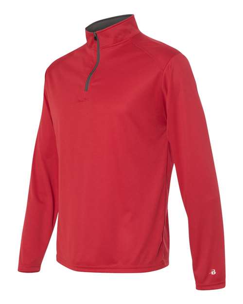 Badger 4102 Men's B-Core Quarter-Zip Pullover - Red/ Graphite - side