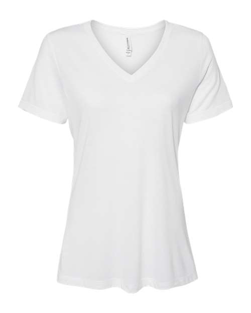 BELLA + CANVAS 6415 Women's Relaxed Triblend V-Neck Tee - Solid White Triblend - front