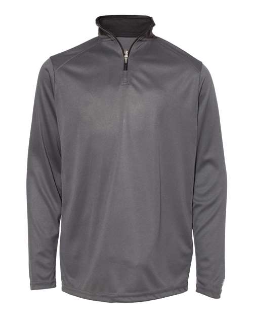 Badger 2102 Youth B-Core Quarter-Zip Pullover - Graphite/ Black - front