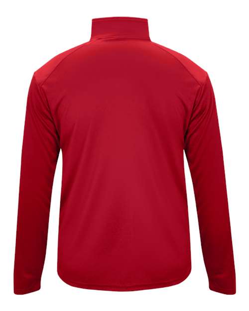 Badger 2102 Youth B-Core Quarter-Zip Pullover - Red/ Graphite - back