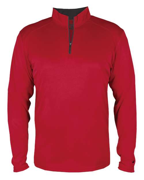 Badger 2102 Youth B-Core Quarter-Zip Pullover - Red/ Graphite - front