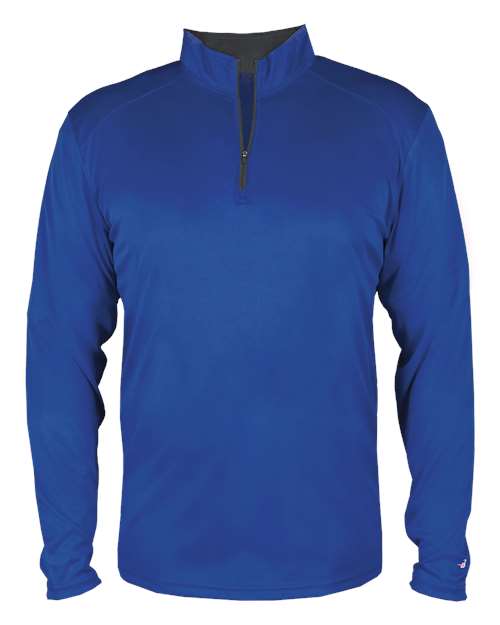 Badger 2102 Youth B-Core Quarter-Zip Pullover - Royal/ Graphite - front