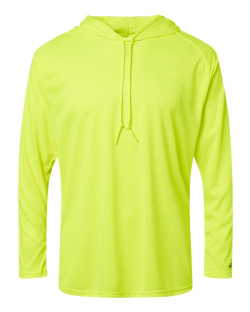 Badger 4105 Unisex B-Core Hooded Long Sleeve T-Shirt - Safety Yellow - front