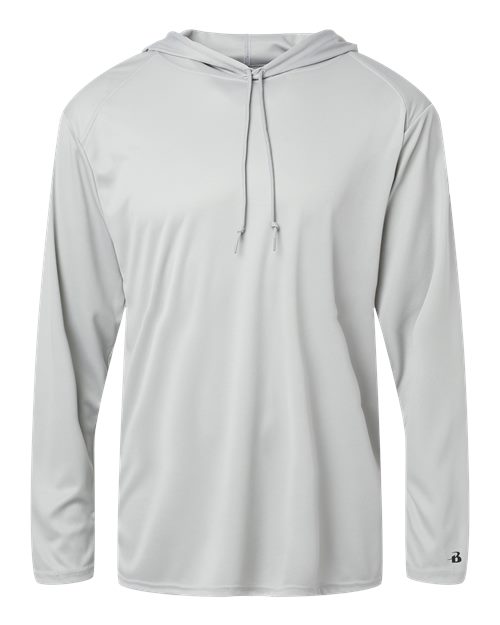 Badger 4105 Unisex B-Core Hooded Long Sleeve T-Shirt - Silver - front