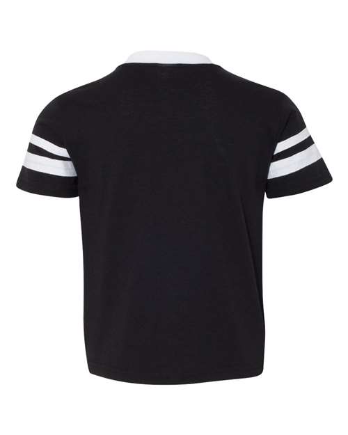 Augusta Sportswear 361 Youth V-Neck Jersey with Striped Sleeves - Black/ White - back