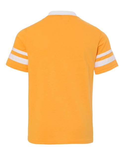 Augusta Sportswear 361 Youth V-Neck Jersey with Striped Sleeves - Gold/ White - back