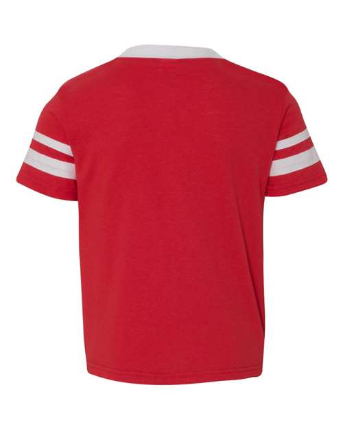 Augusta Sportswear 361 Youth V-Neck Jersey with Striped Sleeves - Red/ White - back
