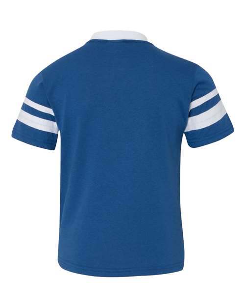 Augusta Sportswear 361 Youth V-Neck Jersey with Striped Sleeves - Royal/ White - back