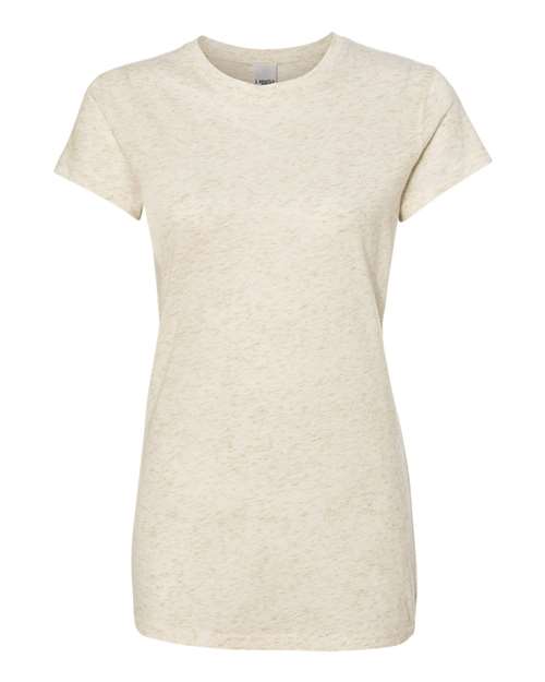 J. America 8138 Women’s Glitter T-Shirt - Pearl/ Gold - front